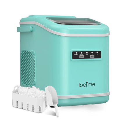 LOEFME Portable Ice Maker 12kg/24h 9 Ice Cubes in 6-13 Min LED Display with Adjustable Ice Size 1.4L Water Tank for Home