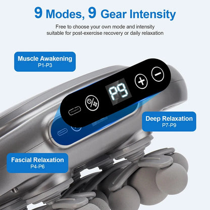 Massage Gun with 22 Massage Heads 9 Speed Modes Deep Tissue Percussion Massager High Frequency Muscle Massage Gun for Neck Shoulders Back Waist Legs Full Body Muscle Relaxation Fitness Recovery Pain Relief Quiet Portable Elec