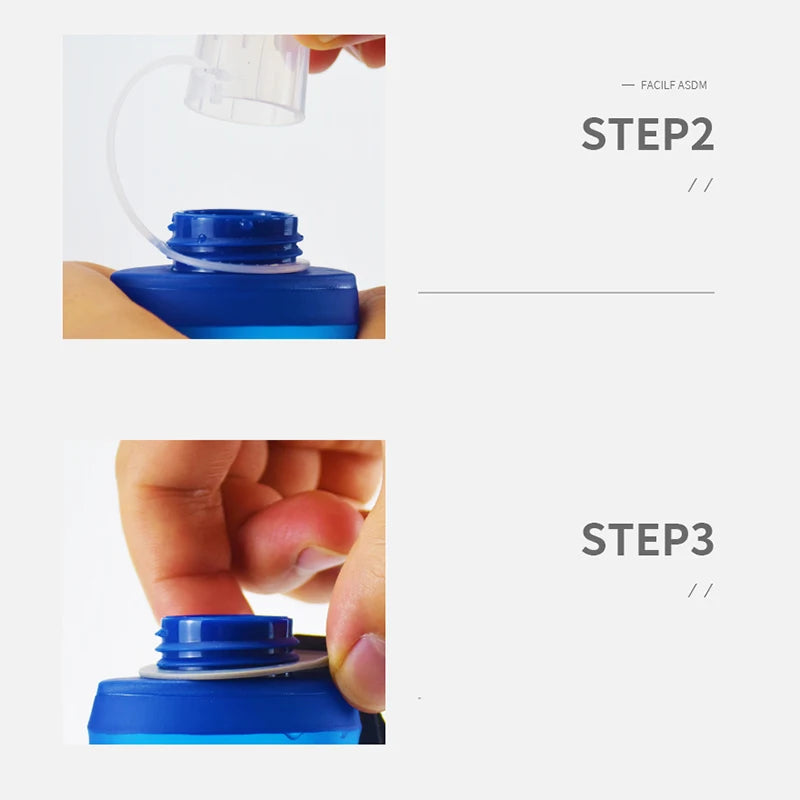 WRELS Outdoor Collapsible Silicone Bite Size Water Bottle Running Camping Hiking Travel Convenient Water Bottle 150ml 500ml 250m