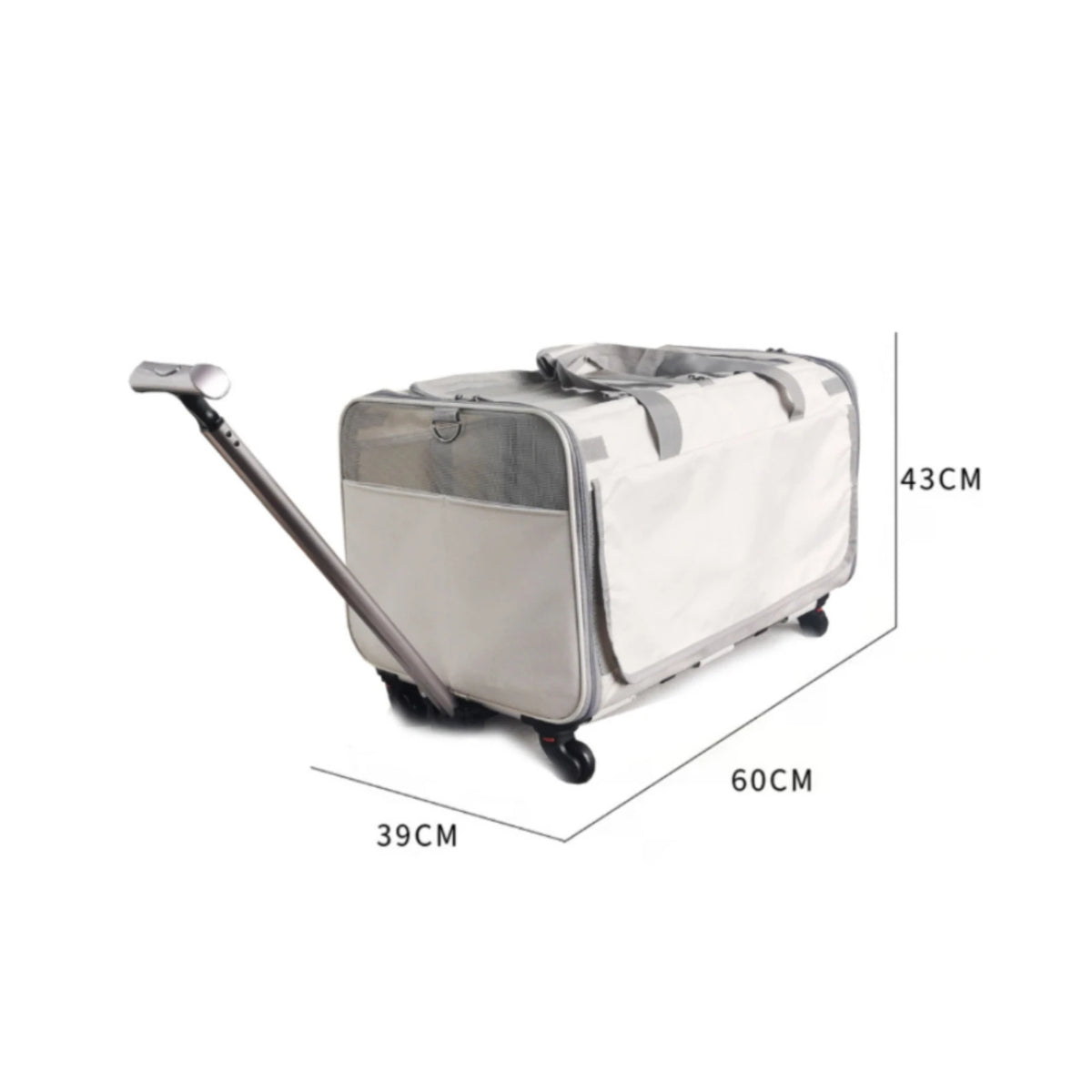 Pet Stroller Suitcase Telescopic Handle Pet Carriage Mesh Panels Animal Transport Cart Top Opening Ventilated for Outdoor Travel