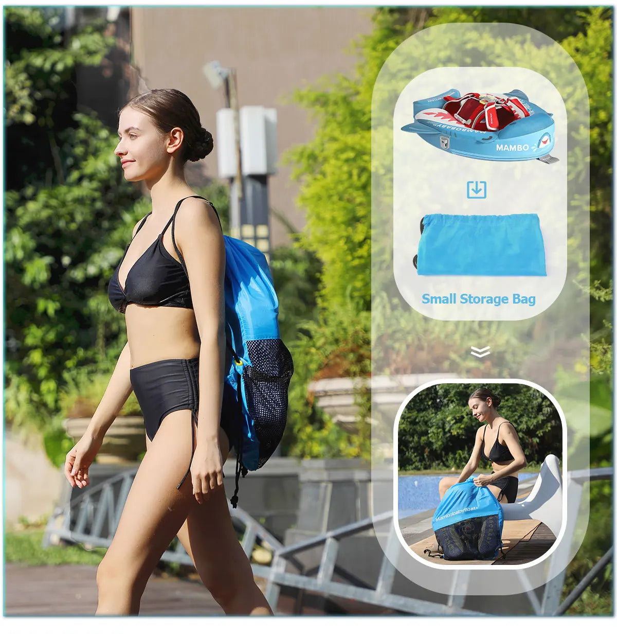 Mambobaby Float Safe Solid Core Comfort Skin-friendly Design with Canopy Baby Swimming Ring Toddler Pool Float Infant Water Ring