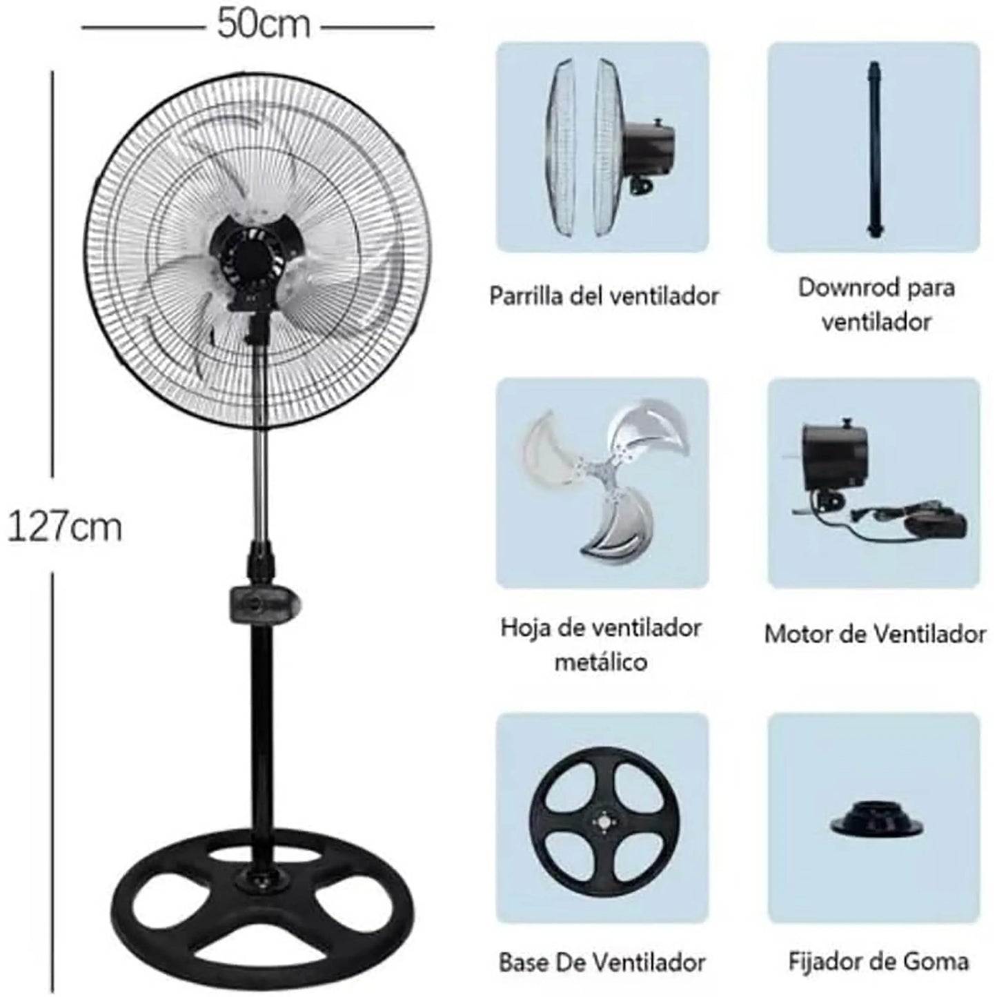 80W Silent Standing Fan with 3 Speeds and Oscillating Function, Diameter 45cm, Temperature Range 5 to 42 Degrees, Ce and Rohs Certified, Powerful and Efficient