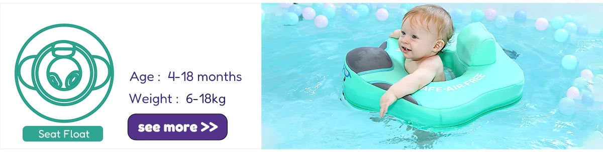 Mambobaby Animal Float Non-Inflatable Safe Solid Core Baby Swimming Buoy Water Trainer Infant Pool Floator Swim Ring with Canopy