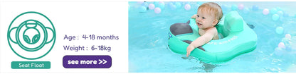 Mambobaby Animal Float Non-Inflatable Safe Solid Core Baby Swimming Buoy Water Trainer Infant Pool Floator Swim Ring with Canopy