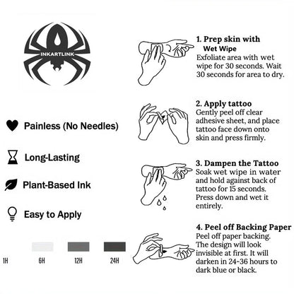 Skull Temporary Tattoo,Lasts To 15 Days New Technology Magic Waterproof Semi Permanent Sticker.