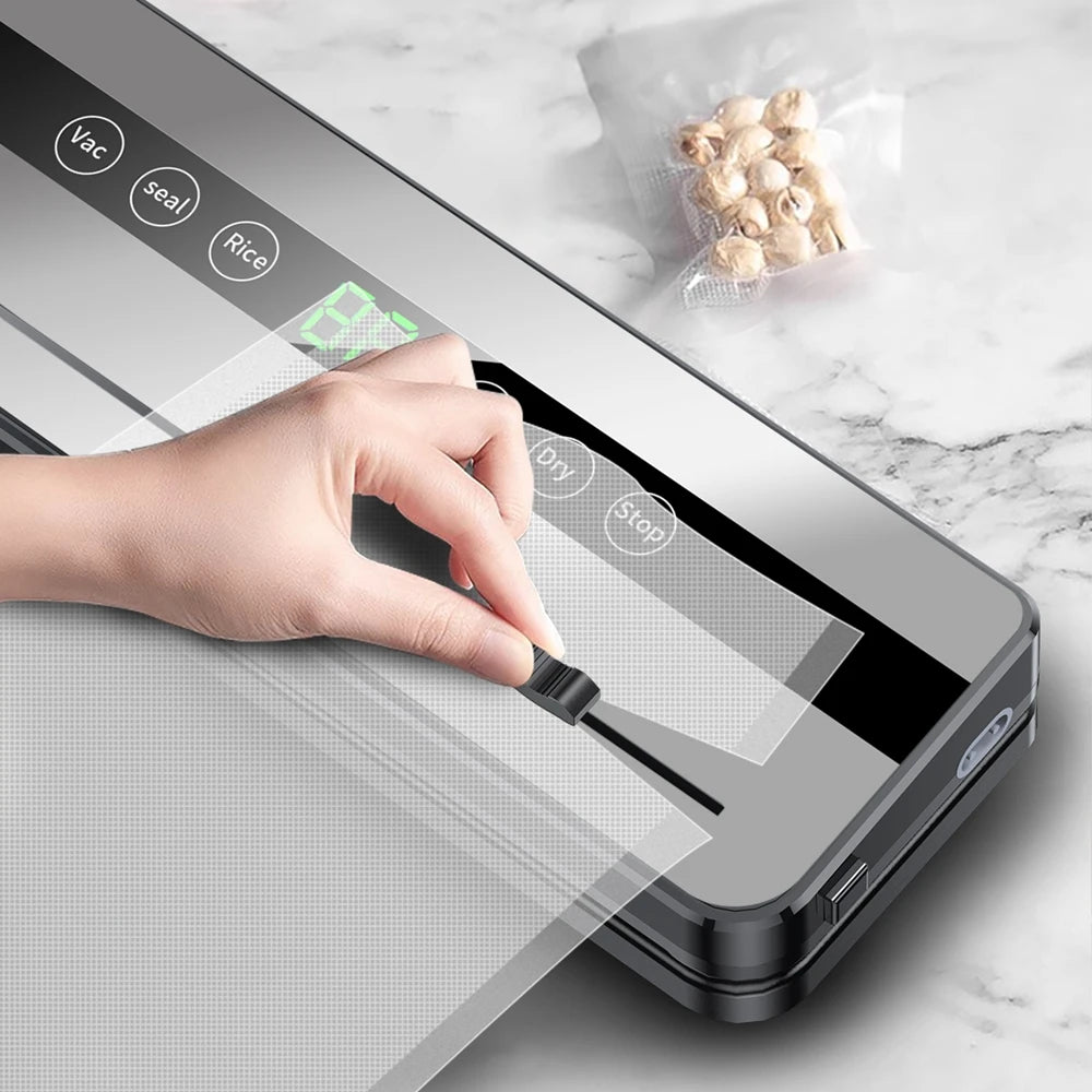 Food Vacuum Sealer Machine Dry Wet Food Vacuum Packaging Machine with UV Kitchen Food Storage Sealing Machine Built-in Cutter