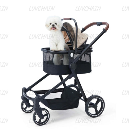 EU stock of pet strollers Double-seat stroller can carry both baby and pet Dual-mode seat, stroller with pet carrier