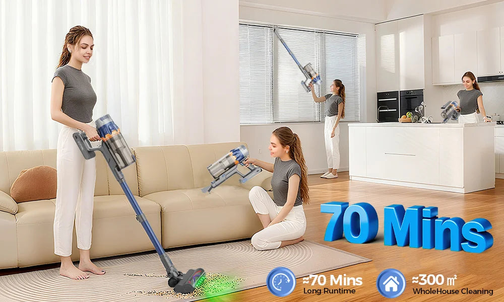 COTIAR S25 Cordless Vacuum Cleaner 650W 60kPa Strong Suction 70 Mins Runtime Handheld Home Appliance Portable Removable Battery