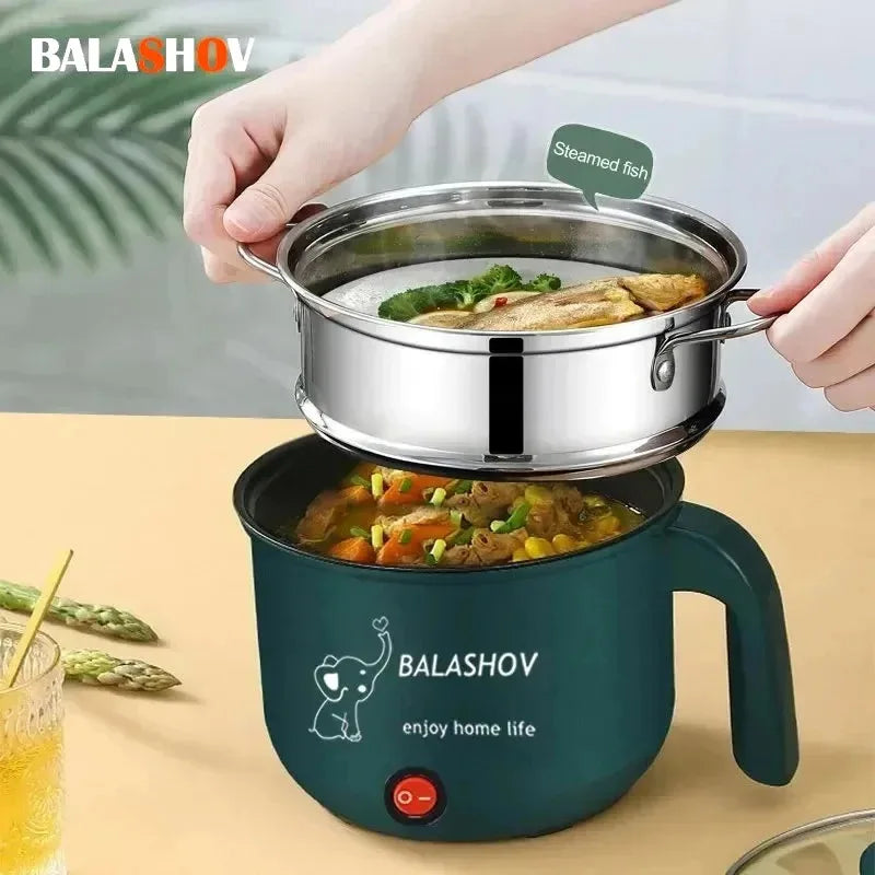 220V Mini Electric Cooker Multi-functional Cooking Pot Non-stick Frying Pan Ramen Dormitory Small Electric Hot Pot Cute Cartoon