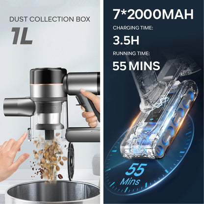 Inse S9X cordless vacuum cleaner, 70KPa, 1 L dust cup, light display battery, for animal hair, Carpet