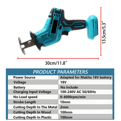 4000rpm Cordless Electric Reciprocating Saw Variable Speed Metal Wood Cutting Tool Electric Saw Suitable for Makita 18V Battery