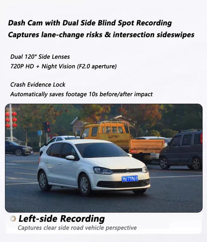Dashcam 4 Channels WiFi Car DVR Dashboard Cameras for Car Way Back Box Parking Mode 24H Front and Rear Interior 360 Dash Cam