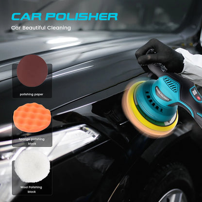 Podofo 8Gear Cordless Car Polisher Electric Polisher Auto Digital Display Car Waxing Polishing Machine Rust Removal Tool For Makita 18V Battery Pin