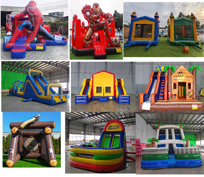 Custom Inflatable Bouncer Kids Bouncy House With Slide Combo Comic Bounce House Jump Castle With Air Blower For Outdoor Party