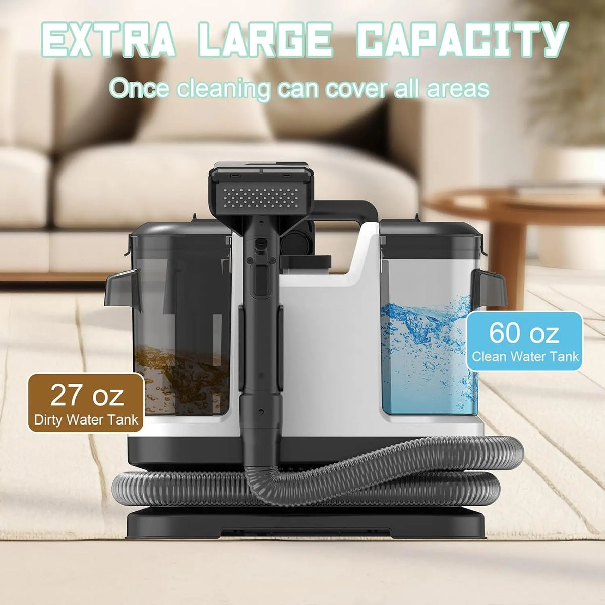 500W Portable Carpet Cleaner Machine 12Kpa Powerful Suction Multifunctional Fabric Sofa Curtain Upholstery Cleaner