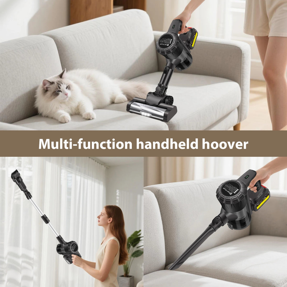 Cordless Handheld Vacuum Cleaner, Wireless Household Vac with 2 Batteries, Lightweight for Car, Home, Pet Hair – Grey