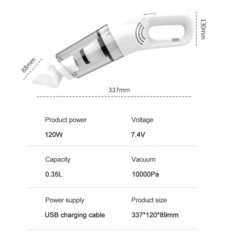 USB Charging Vacuum Cleaner Mini Portable Wireless Hand Held Cleaner Powerful Cleaning Machine Car Home Appliance For Dust Pet Hair