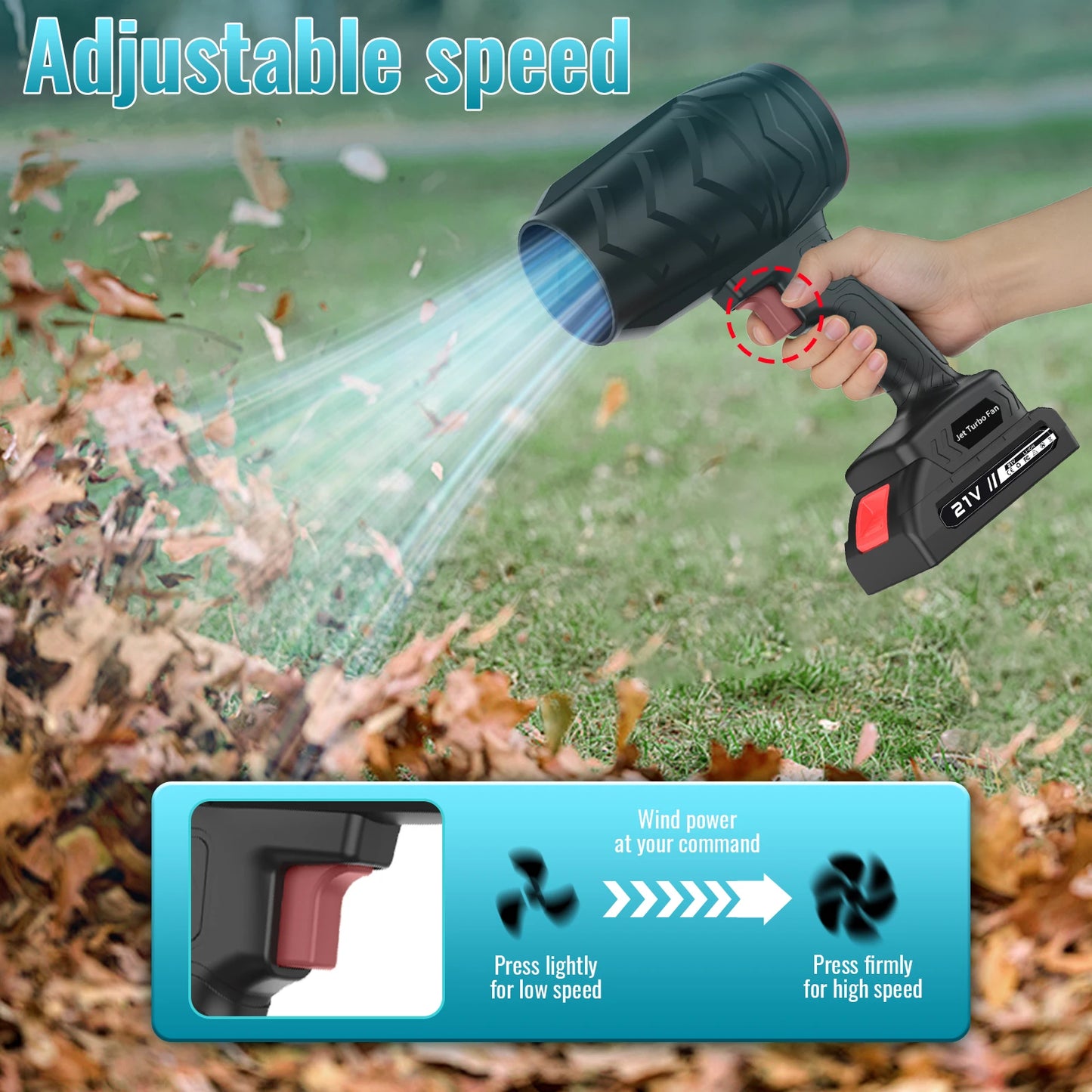 Electric Turbo Fan Blowers Dust Removal Air Blower Cordless Turbo Blower Jet Handheld Power Tools for 21V Makita Lithium Battery