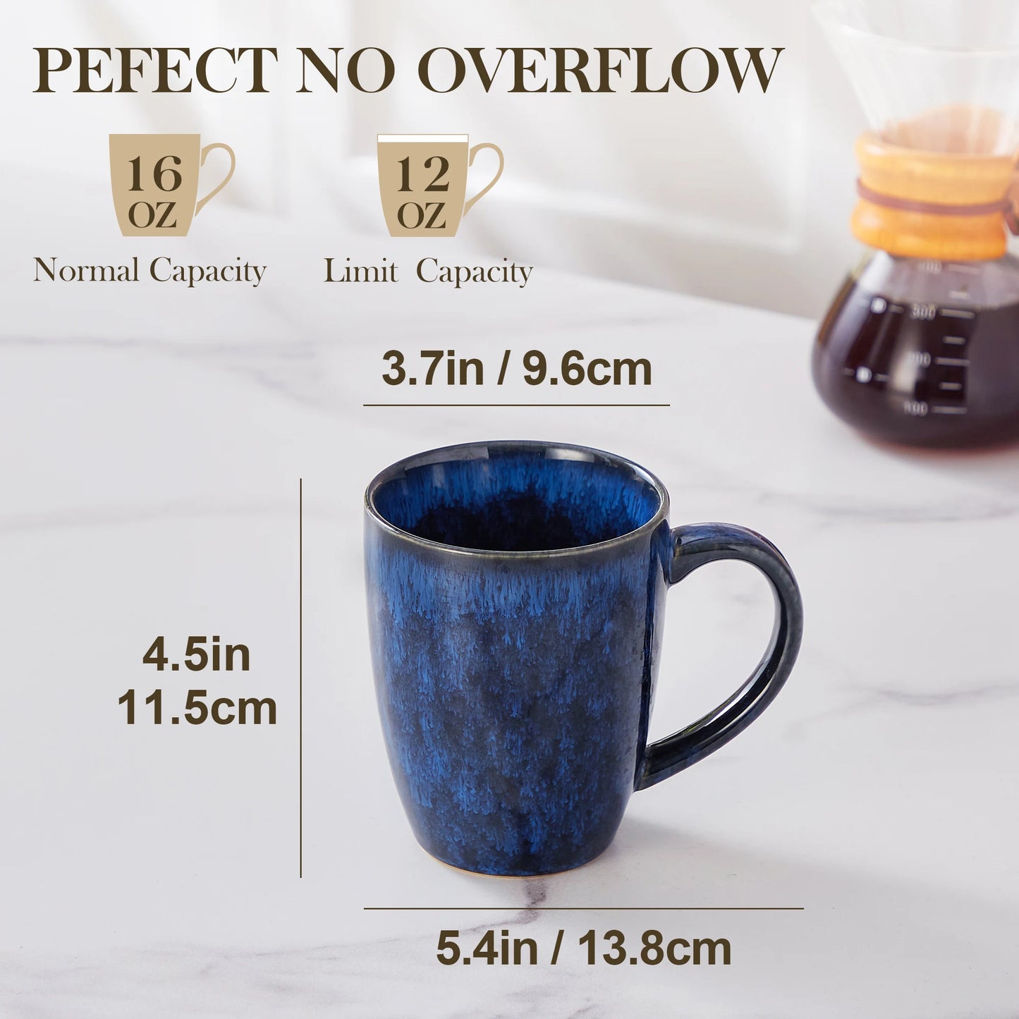 vancasso 4/8 pcs Stoneware Coffee Cups 12Oz 16Oz Starry Coffee Mugs Reflect Glaze Green and Blue with Handle for Tea/Coffee/Coco