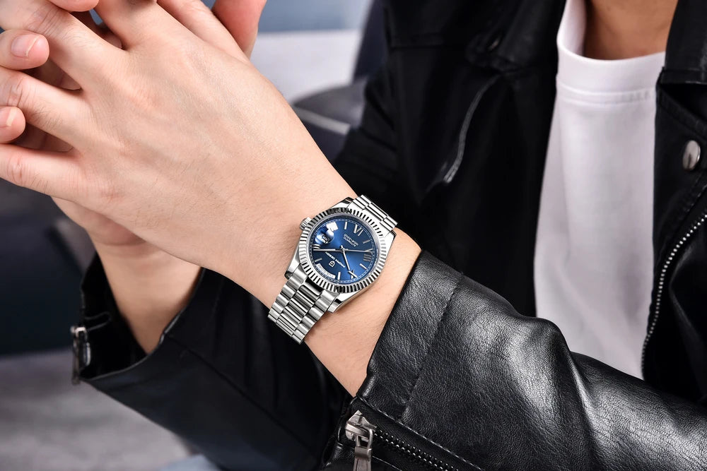 New PAGANI DESIGN 2026 watch, moon phase, luxury, gold, quartz, sport man, VK63, waterproof, sapphire glasses, anti-reflective, wristwatch, luminous ceramic glasses, stainless steel