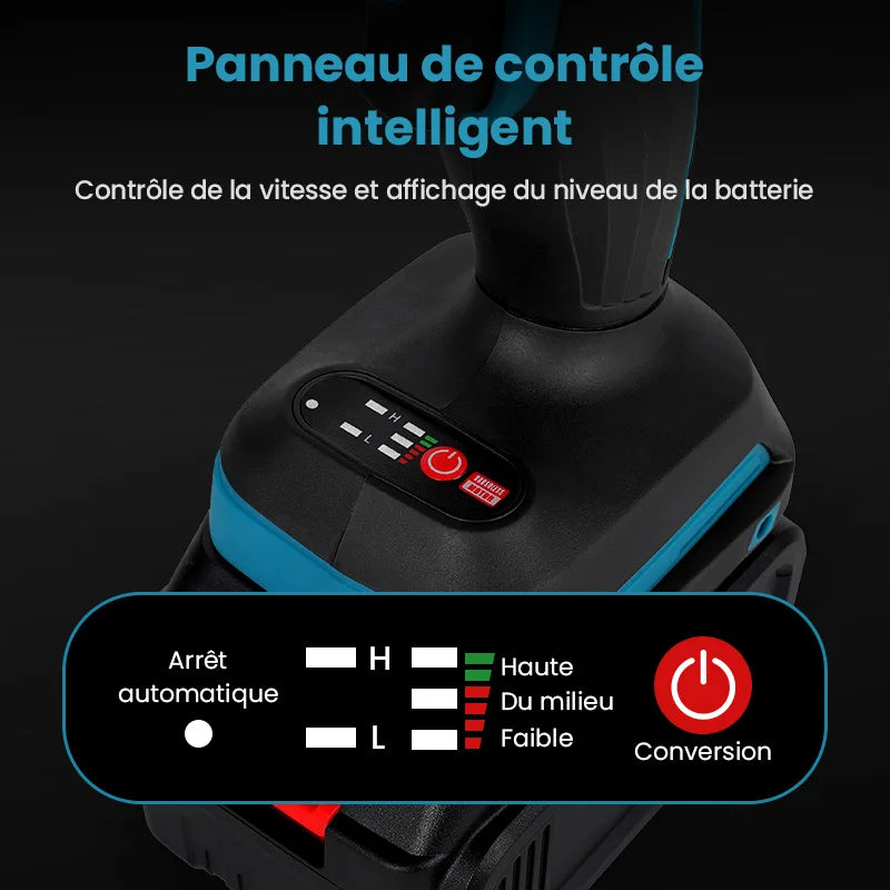 21V Cordless Brushless Impact French 380Nm - 1/2 Inch Electric Impact Gun for Car fire/Truck/Bolt cover Cordless Impact Gun