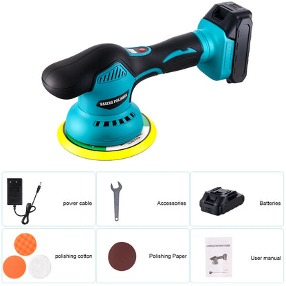 Podofo 8Gear Cordless Car Polisher Electric Polisher Auto Digital Display Car Waxing Polishing Machine Rust Removal Tool For Makita 18V Battery Pin