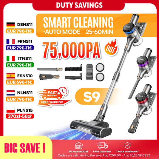 Inse S9 cordless vacuum cleaner, 75KPa, 1L tank, LED display, ideal animal hair and Carpet