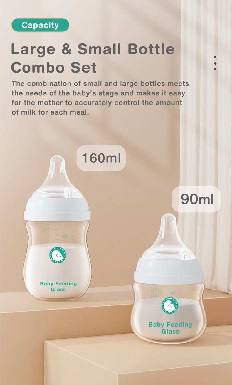 TOP Sale Baby Bottles Newborn Wide-caliber Nursing Glass Bottles Anti-flatulence Milk Feeding Bottles Infant 0-3 Month BPA Free
