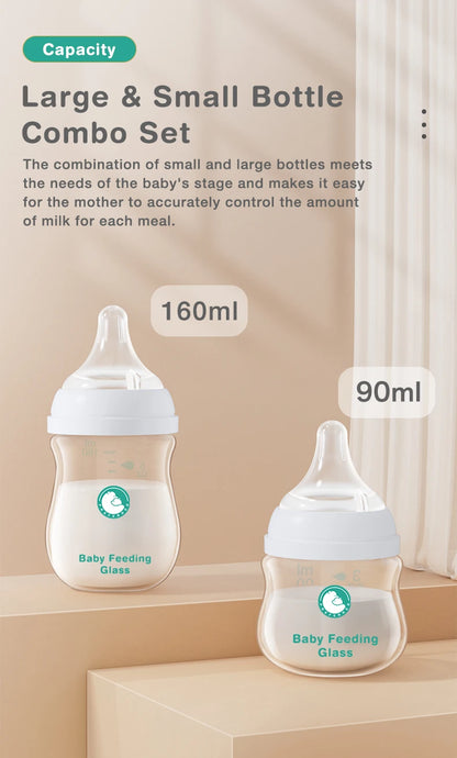 TOP Sale Baby Bottles Newborn Wide-caliber Nursing Glass Bottles Anti-flatulence Milk Feeding Bottles Infant 0-3 Month BPA Free