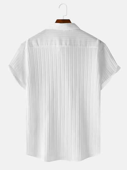 Men's  Comfortable Shirt Summer Beach Men's Shirt   Men's Short Sleeve Shirts  Solid Color Casual Short Sleeve Shirt