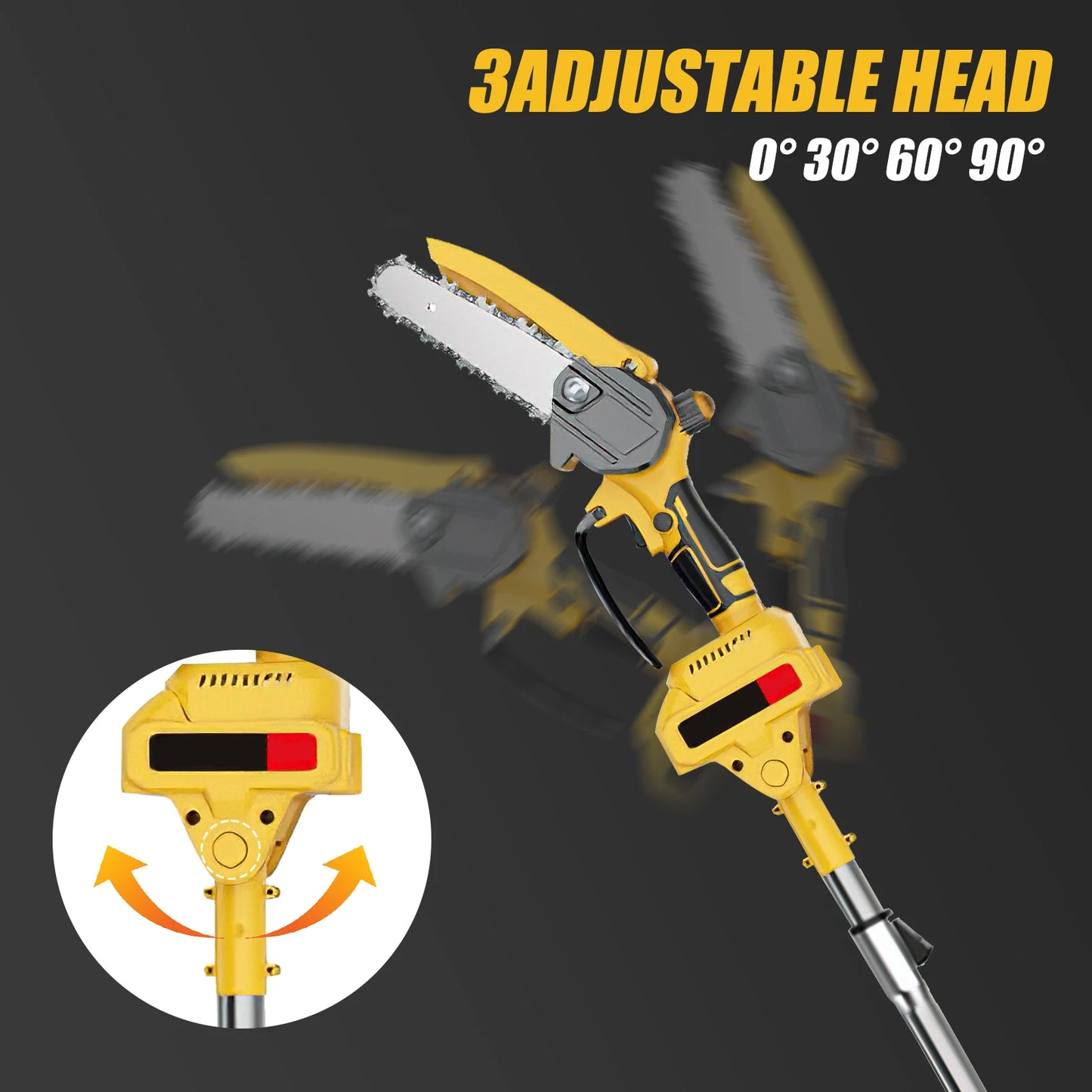 6-inch Cordless Electric Saw Telescopic Pole Electric Saw Pole Saw Gardening Trimming Power Tool Compatible with 21V Batteries