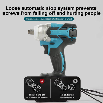 Brushless Electric Impact Wrench  260-280Nm Torque Wrench Cordless Drill Screwdriver Impact Frequency 0–3200/min Max Torque for Construction, Home Maintenance and Woodworking