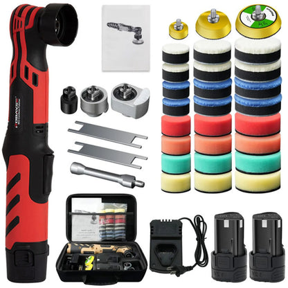 12V Cordless Mini Car Polisher Detailing Wireless Car Polishing Machine 1/1.5/2 Inch Pads Kit For Auto Wax, Adjustable Speed