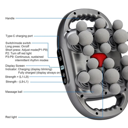 Massage Gun with 22 Massage Heads 9 Speed Modes Deep Tissue Percussion Massager High Frequency Muscle Massage Gun for Neck Shoulders Back Waist Legs Full Body Muscle Relaxation Fitness Recovery Pain Relief Quiet Portable Elec