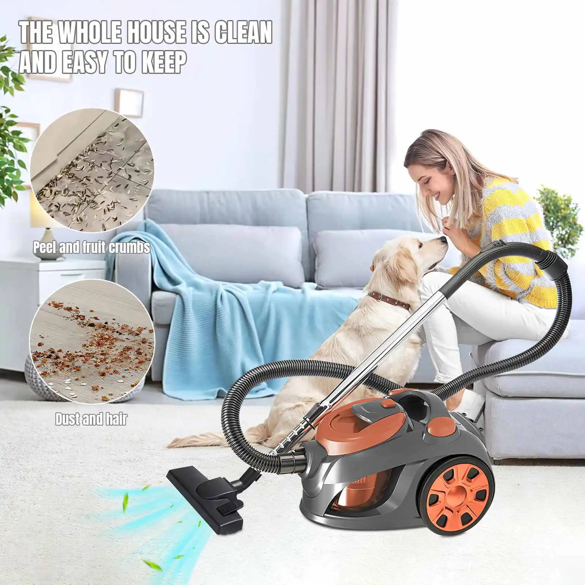 3300W Portable Vacuum Cleaner Powerful Household Multi-functional Dust Removal Mite Vacuum Cleaner for Floors Tile Carpets Hair