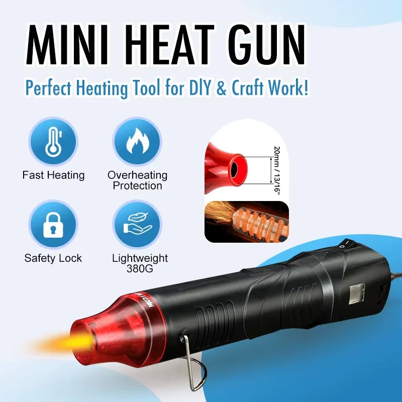 300W Handheld Hot Air Gun Portable Mini Heat Gun for DIY Crafts Shrink Wrapping