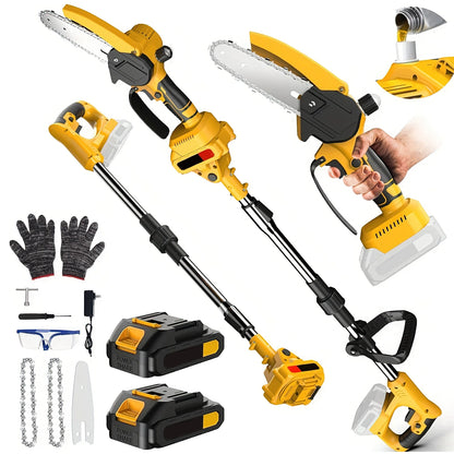 6-inch Cordless Electric Saw Telescopic Pole Electric Saw Pole Saw Gardening Trimming Power Tool Compatible with 21V Batteries