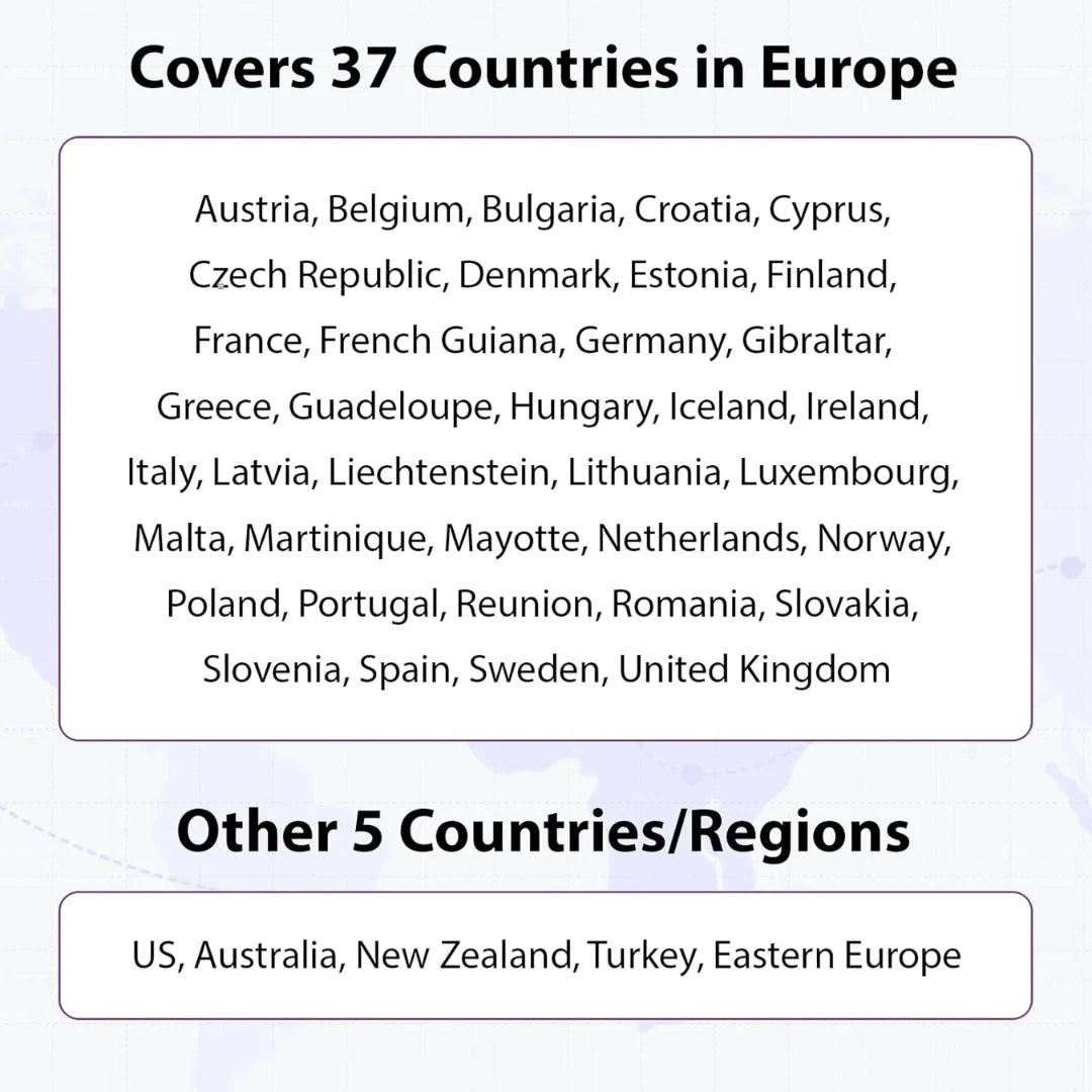 EIOTCLUB Prepaid Europe SIM Card - 2GB 30DAY, Coverage in 40+Countries Including The US, Europe, Australia, New Zealand, Turkey