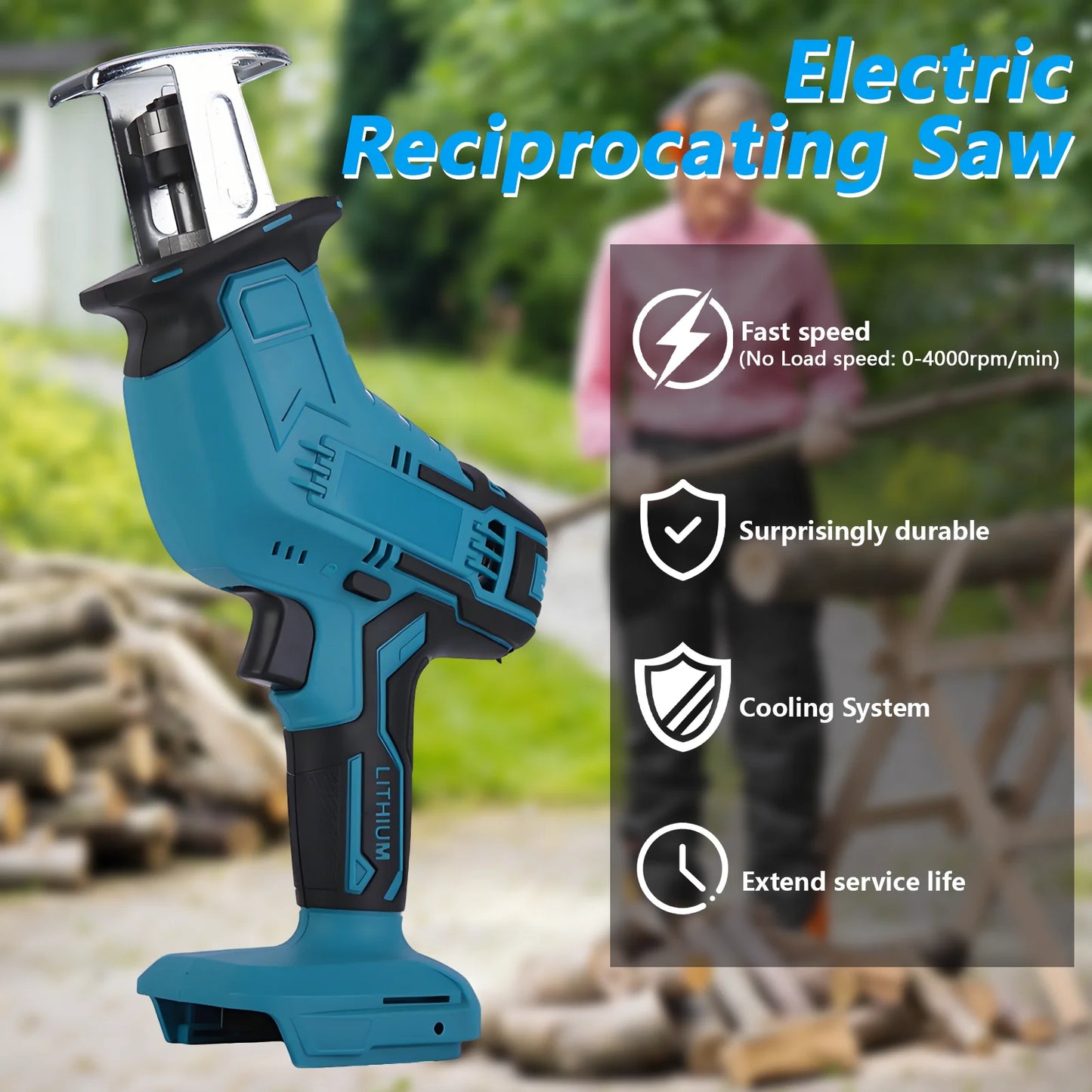 4000rpm Cordless Electric Reciprocating Saw Variable Speed Metal Wood Cutting Tool Electric Saw Suitable for Makita 18V Battery