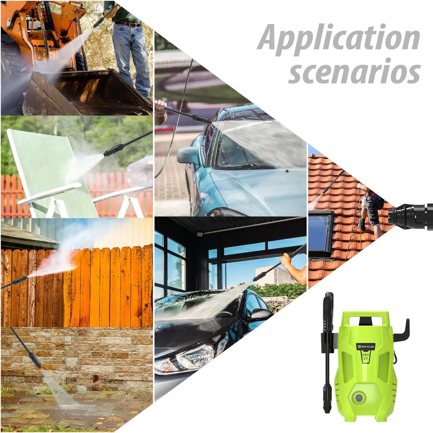 200Bar  Electric High Pressure Washer Jet Washers 3 in 1 Adjustable Nozzle & 7m Hose for Car, Driveway, courtyard Cleaning