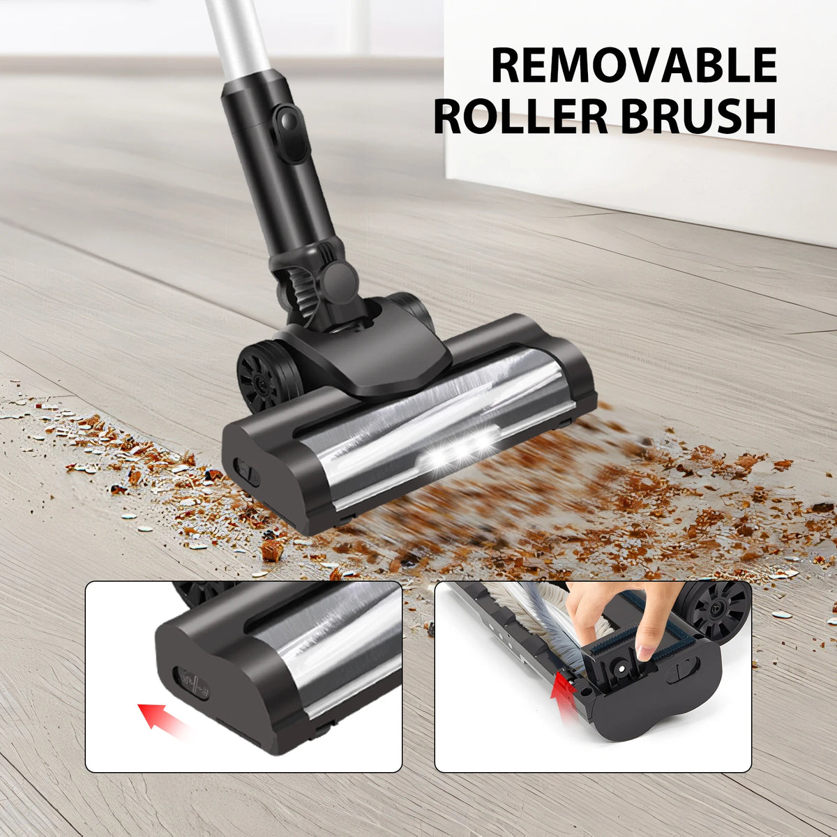 140W 15Kpa Cordless Vacuum Cleaner, 3 in 1 Powerful Stick Vacuum with 130000Rpm Brushless Motor, 2 Speeds for Carpet, Hard Floor and Pet Hair