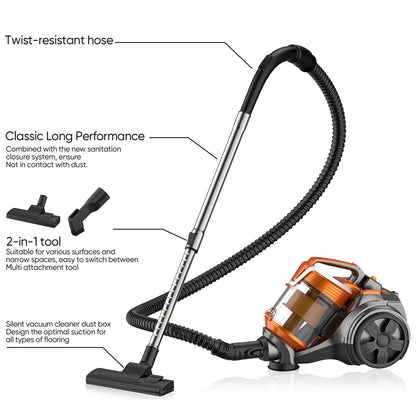 3600W Vacuum Cleaner Household Wired Vacuum Multi-Cyclonic Filtration Cordered Vacuum Hard Floors Carpets Pet Hair 15000PA