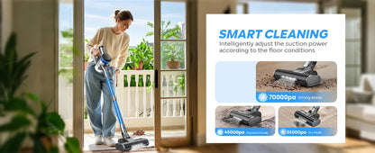 70KPa 400W cordless vacuum cleaner, 1 L dust cup, light display battery, for animal hair, Carpet