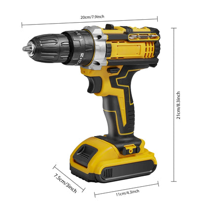21V Cordless Impact Drill Electric Screwdriver Electric Hammer Drill Mini Wireless Hand Drill Lithium-Ion Battery Power Tools
