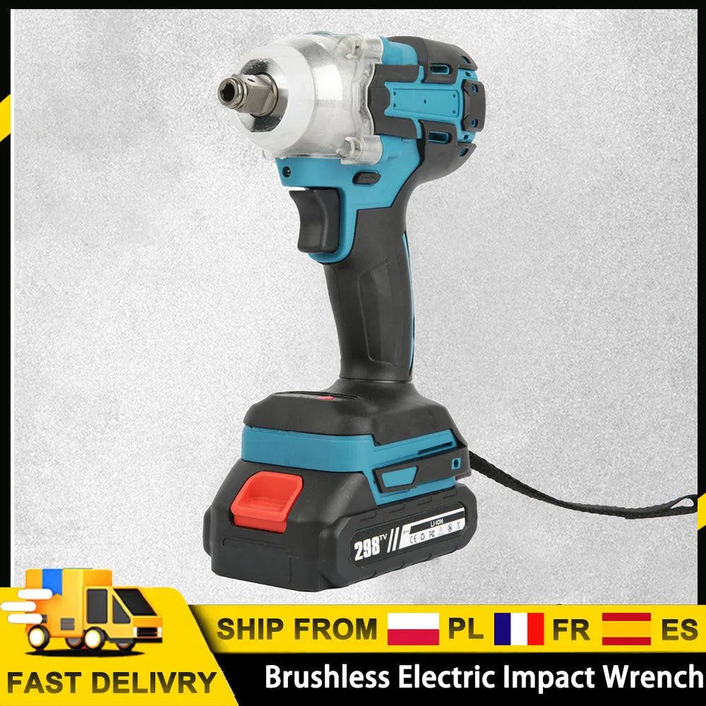 Brushless Electric Impact Wrench  260-280Nm Torque Wrench Cordless Drill Screwdriver Impact Frequency 0–3200/min Max Torque for Construction, Home Maintenance and Woodworking