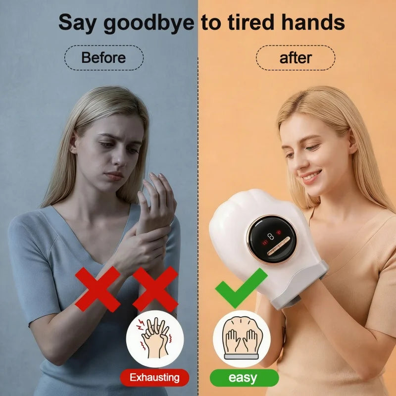 Electric Hand Massager with Heat Air Compression Finger Palm Wrist Therapy Massager Rechargeable Hand Care Device for Pain Relief Relaxation Home Office