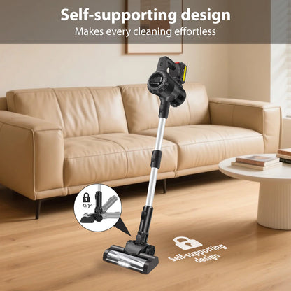 6 IN 1 Cordless Vacuum Cleaner 160W 15000PA Powerful Stick Vacuums & Electric Brooms with LED, 3000mAh Rechargeable Battery, Self-Standing Lightweight Handheld Vacuum for Pet Hair/Carpets/Floors