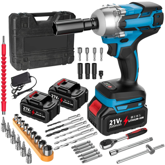 21V Cordless Brushless Impact French 380Nm - 1/2 Inch Electric Impact Gun for Car fire/Truck/Bolt cover Cordless Impact Gun