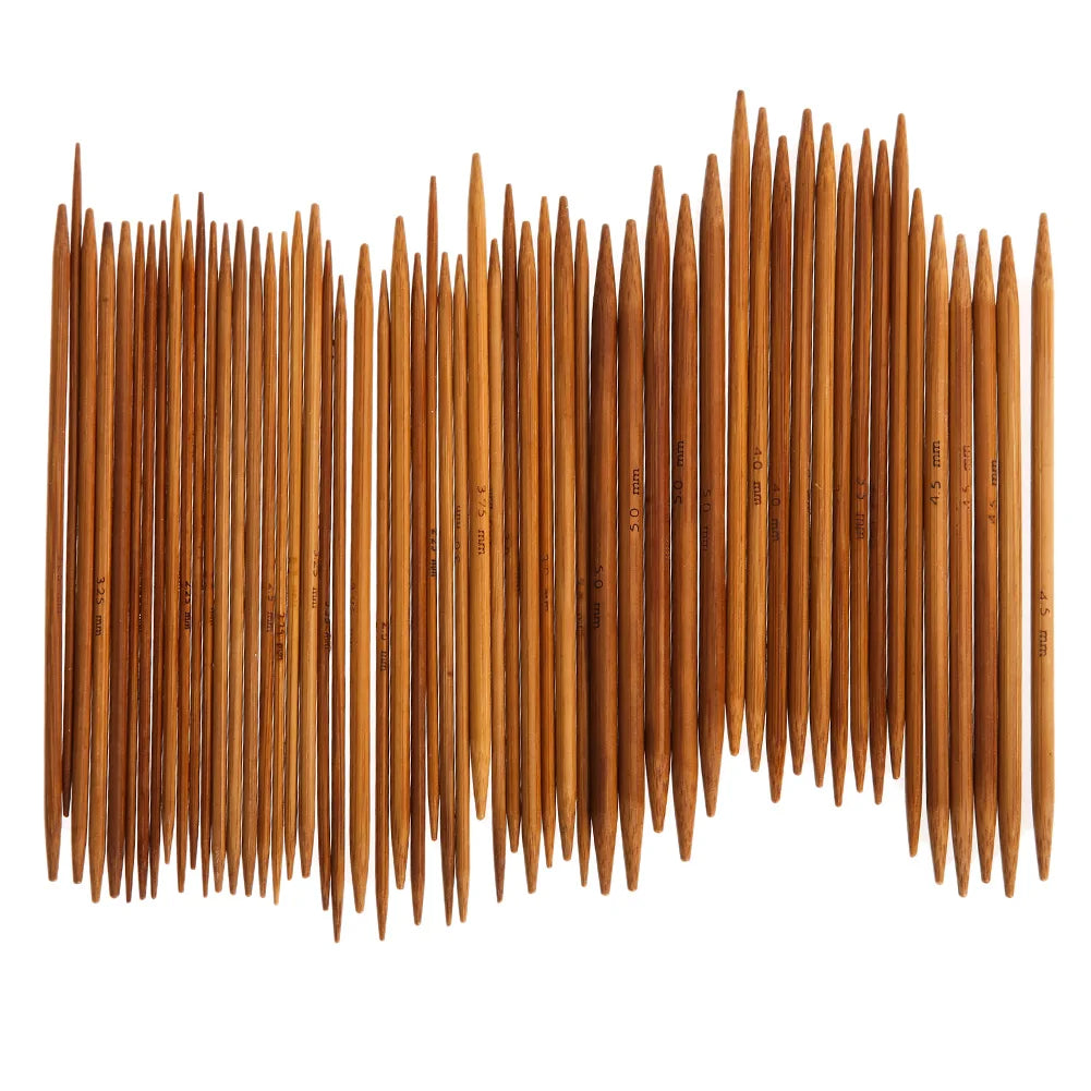 55/110pcs 11Sizes 13cm Bamboo Knitting Needles Crochet Hooks Double Pointed Carbonized Bamboo Needles Sweater Weave Craft