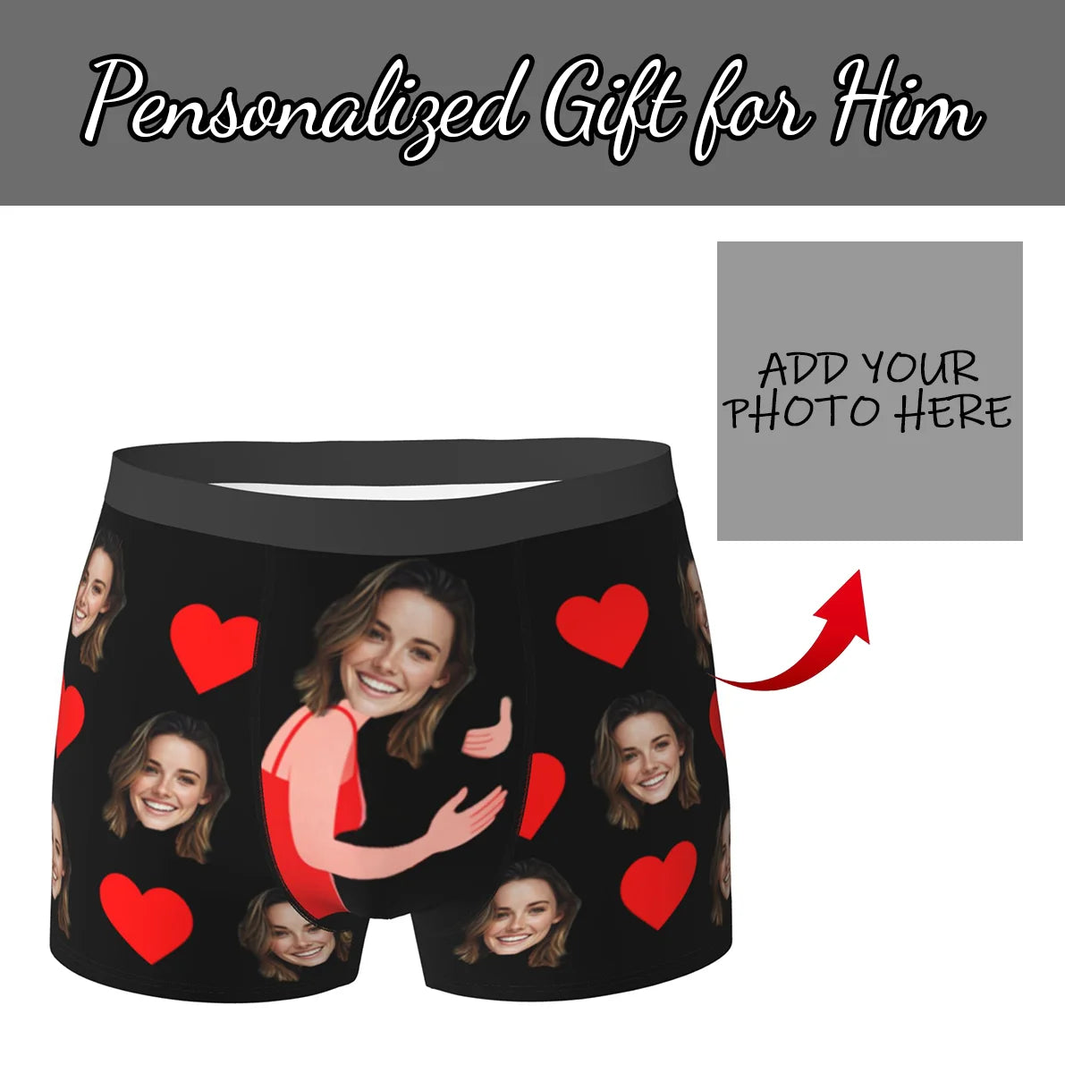 Personalized Face Photo Underwear Custom Boxer Briefs Custom Men Valentine's Day Gift For Husband Anniversary Gift for Dad